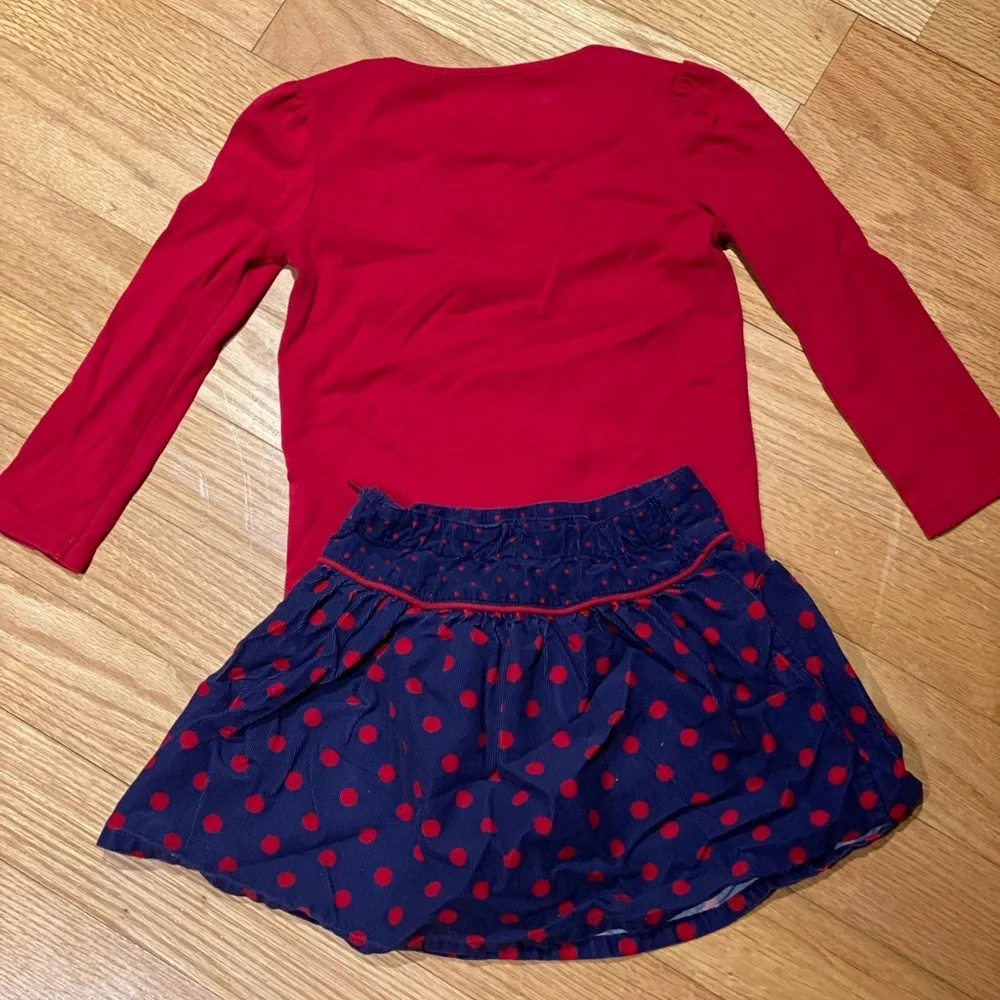 Gymboree Outfit Long Sleeve Heart Shirt With Matching Corduroy Skirt Size 4T